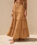 NICKI BOHO CHIC SILK SKIRT MOCHA