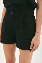 ALEX LINEN SHORTS- BLACK