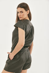 FARFALLA LEATHER TOP KHAKI