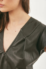 FARFALLA LEATHER TOP KHAKI