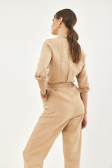 ALONA BELTED NATURAL LINEN JUMPSUIT