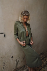 STELLA SILK SKIRT - KHAKI