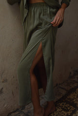 STELLA SILK SKIRT - KHAKI