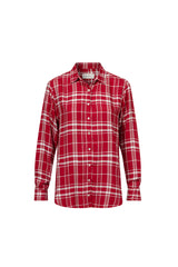 LULU # 3-  BUTTON DOWN SHIRT - FLANNEL -PLAIDS- RED & WHITE