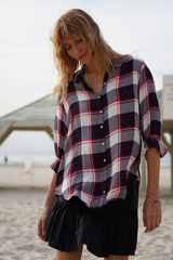 LULU # 1 -   BUTTON DOWN SHIRT -PLAIDS- RED, WHITE & BLUE