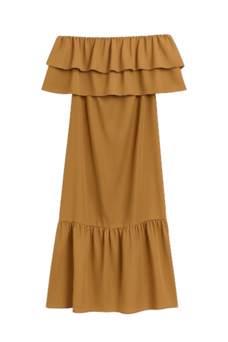 LEORA SILK STRAPLESS DRESS MOCHA