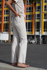 LUNA RELAXED FLARED PANTS STONE MELANGE