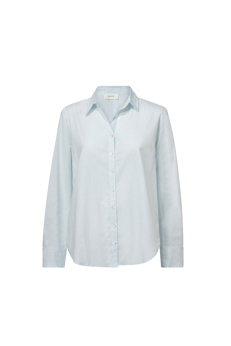 LIZZY -  BUTTON DOWN SHIRT - 100% COTTON -ICE BLUE