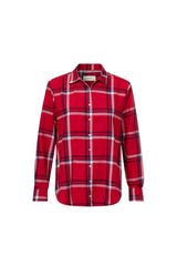 LULU # 2-  BUTTON DOWN SHIRT - FLANNEL -PLAIDS- RED, WHITE & BLUE