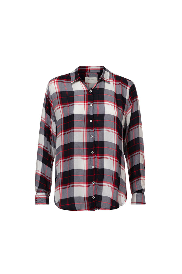 LULU-  BUTTON DOWN SHIRT -PLAIDS- RED, WHITE & BLUE