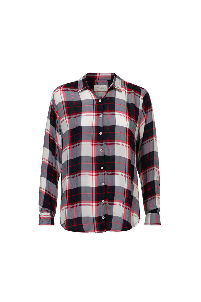 LULU # 1 -   BUTTON DOWN SHIRT -PLAIDS- RED, WHITE & BLUE