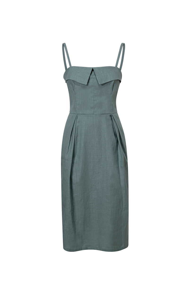 ELITA LINEN COCKTAIL DRESS - SUMMER BLUE