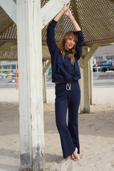 LUNA RELAXED FLARED TRACK PANTS TRUE BLUE