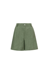 LINEN BERMUDA PANTS LEAFY GREEN