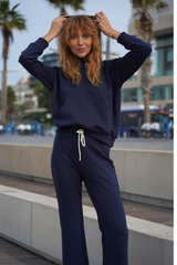 LUNA RELAXED COTTON HOODIE TRUE BLUE