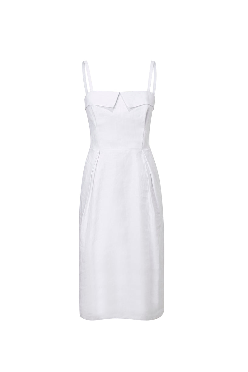 ELITA LINEN COCKTAIL DRESS - WHITE -PRE - ORDER