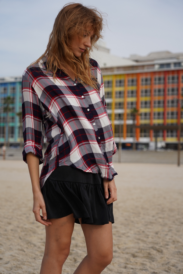 LULU # 1 -   BUTTON DOWN SHIRT -PLAIDS- RED, WHITE & BLUE