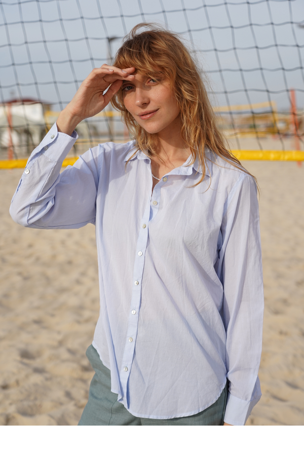 LIZZY -  BUTTON DOWN SHIRT - 100% COTTON - LIGHT BLUE