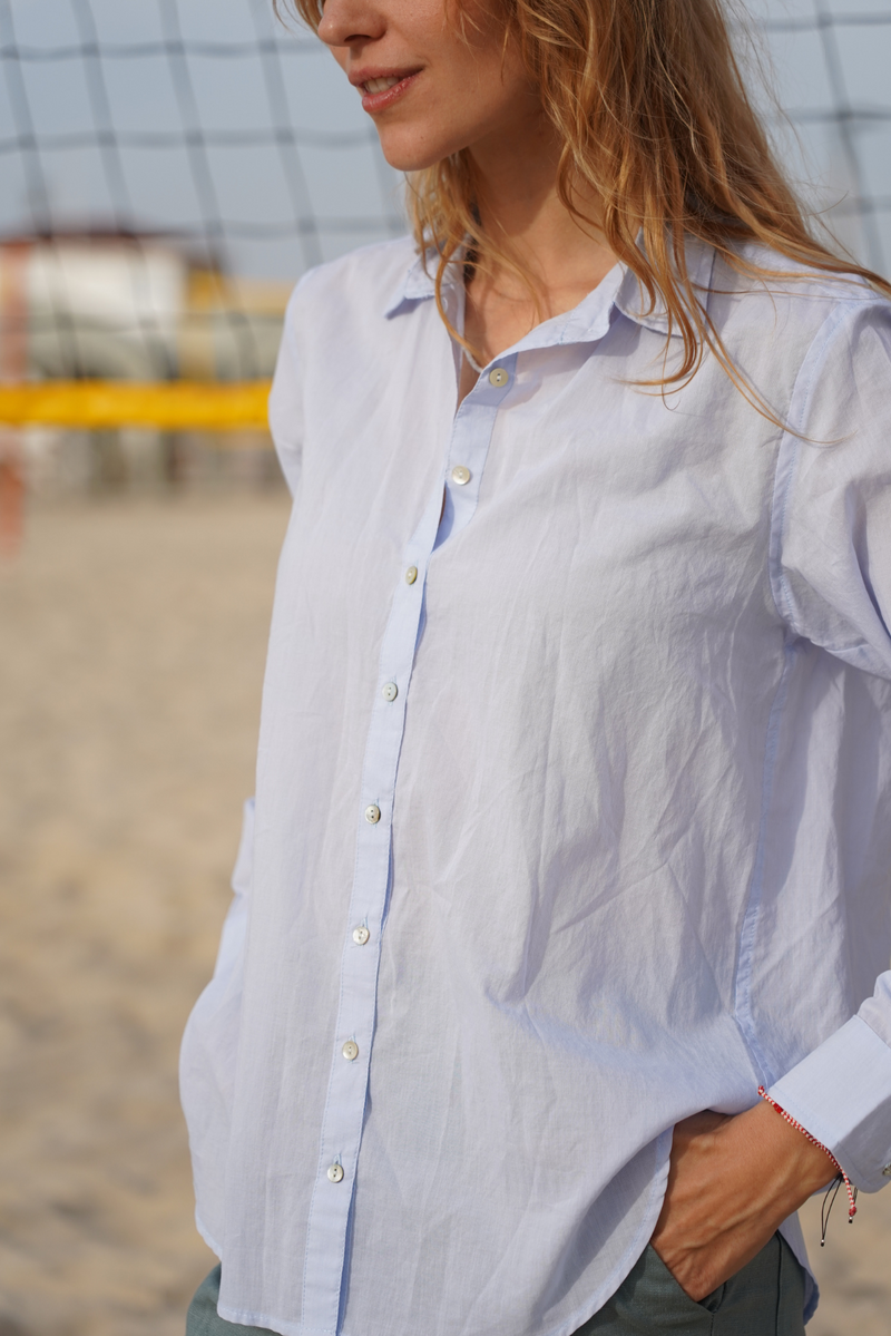 LIZZY -  BUTTON DOWN SHIRT - 100% COTTON - LIGHT BLUE