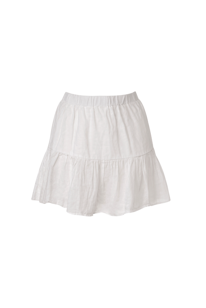 LINEN WHITE MINI SKIRT
