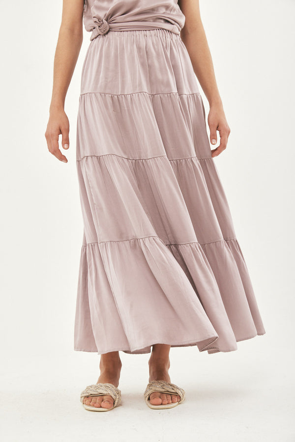 NICKI BOHO CHIC SILK SKIRT CAMEL