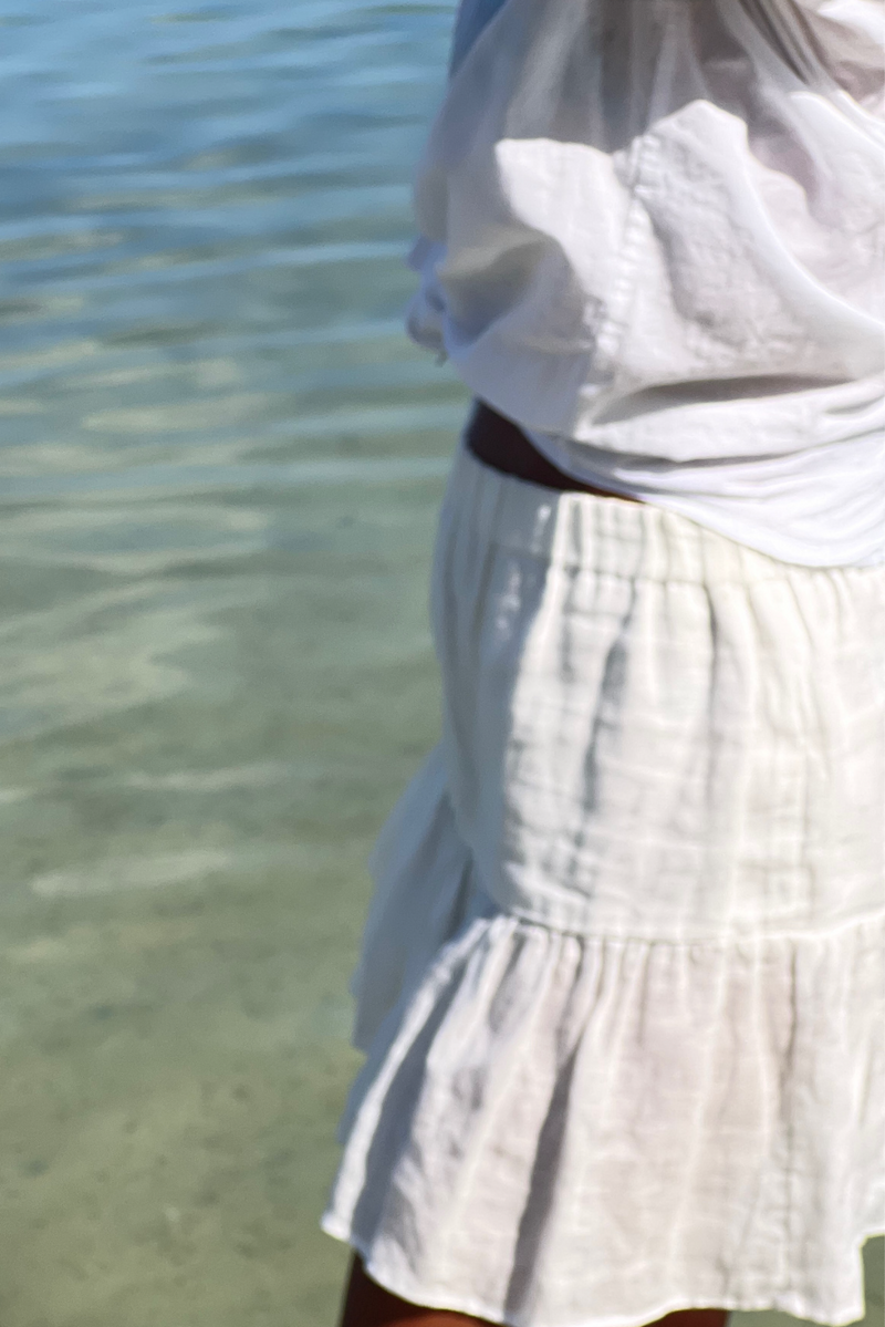 LINEN WHITE MINI SKIRT
