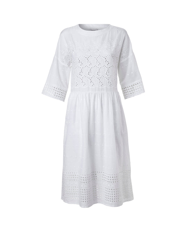 DANA WHITE COTTON EMBROIDERED DRESS